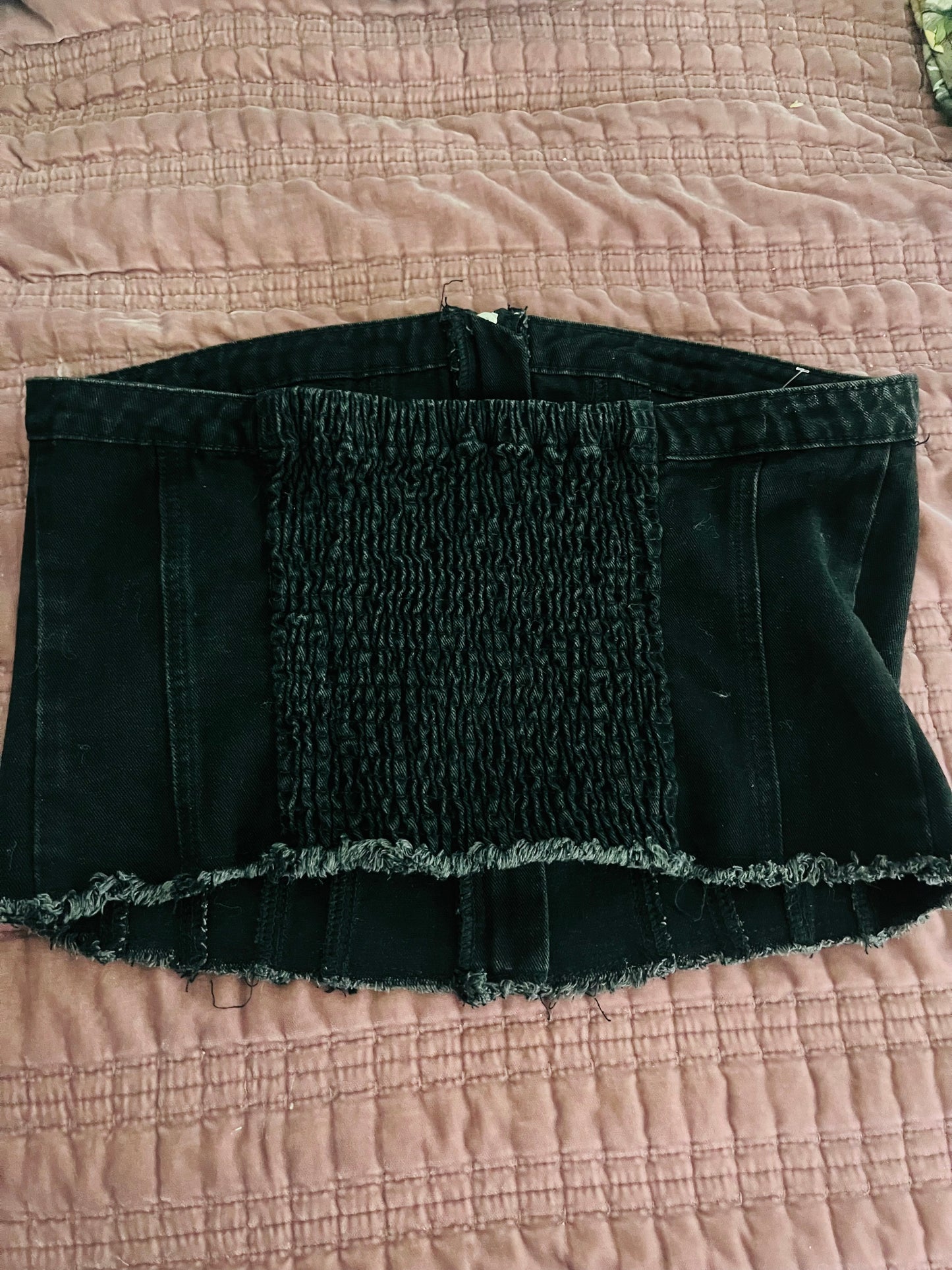 Denim zipper crop top