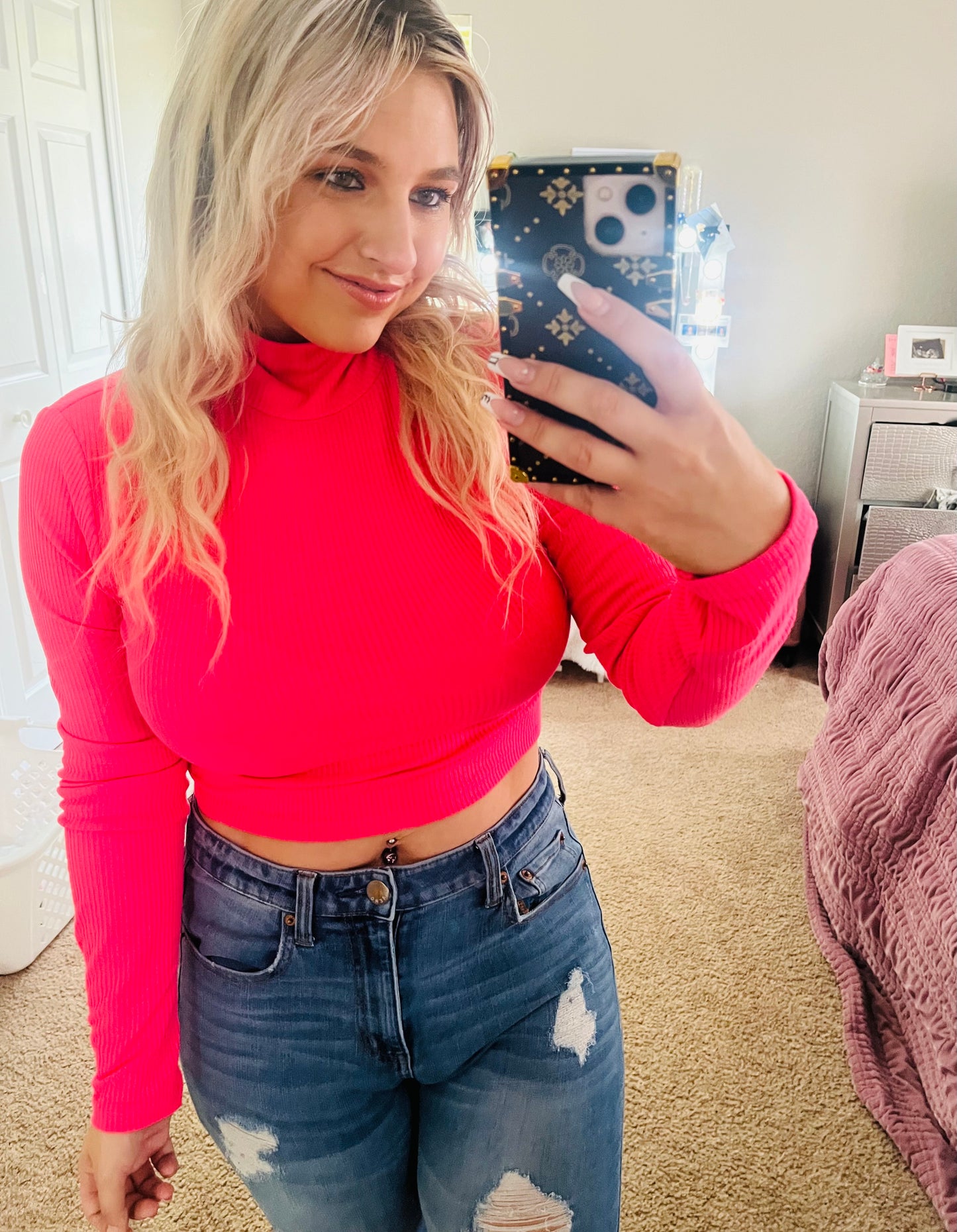 Divided pink crop top