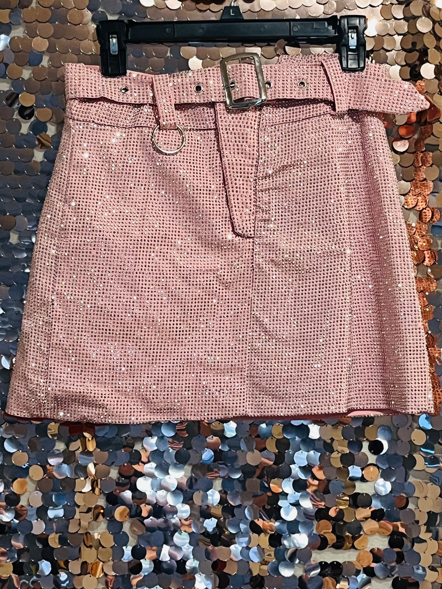 Pink sequin skirt
