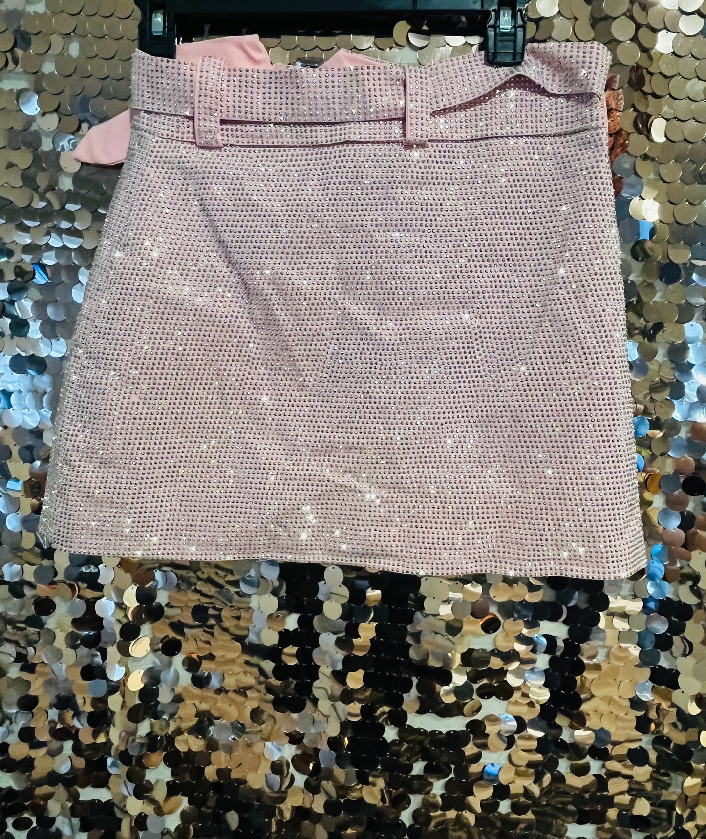 Pink sequin skirt