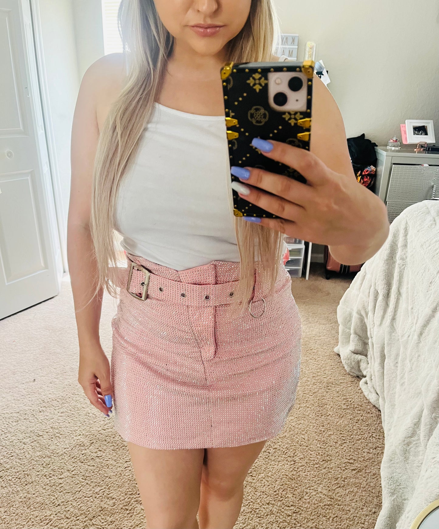 Pink sequin skirt