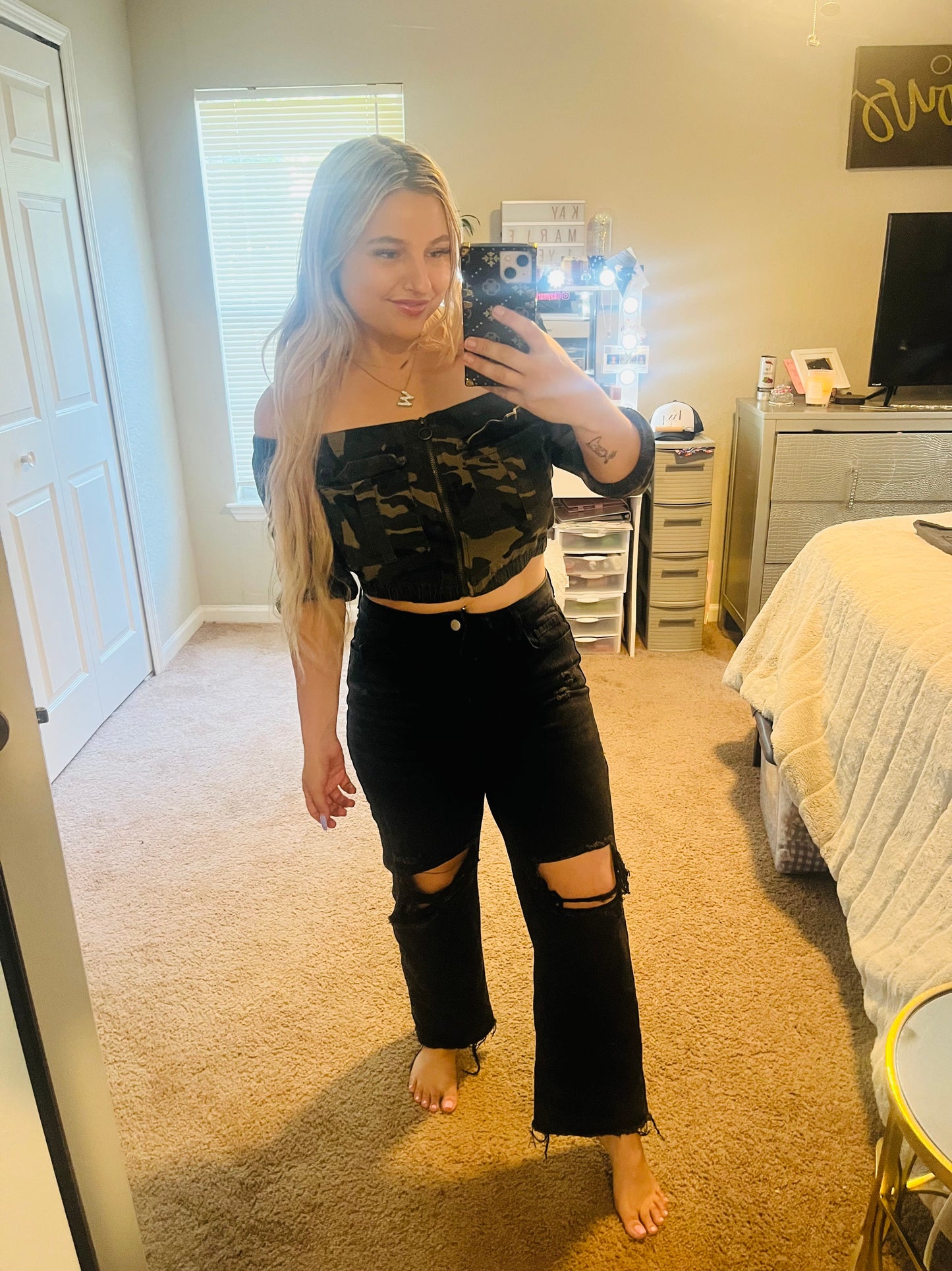 Army crop top