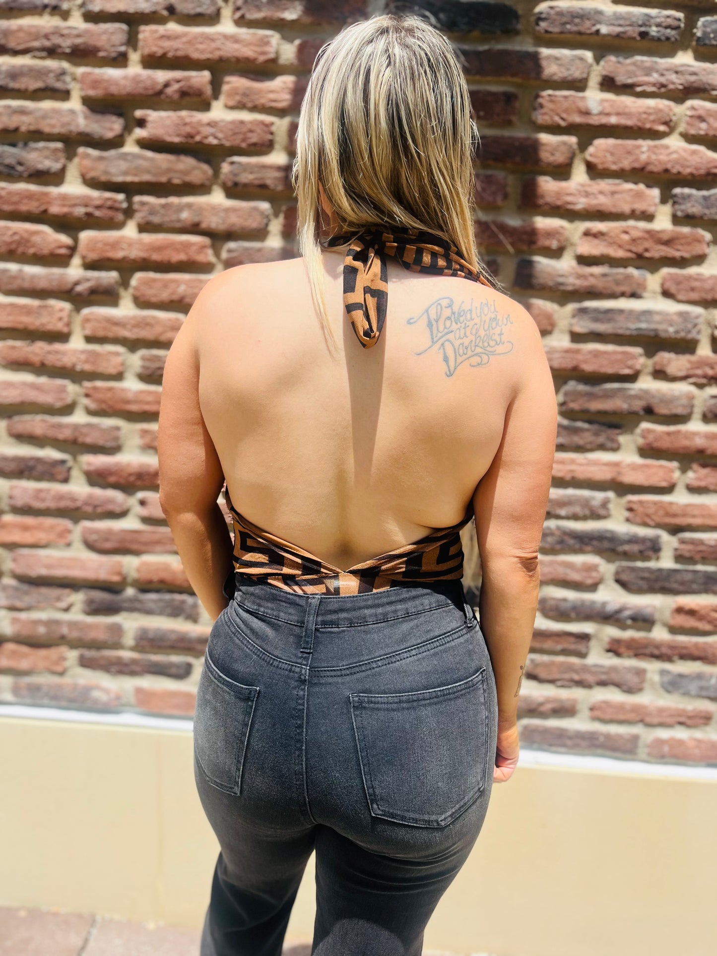 Kayla’s halter bodysuit