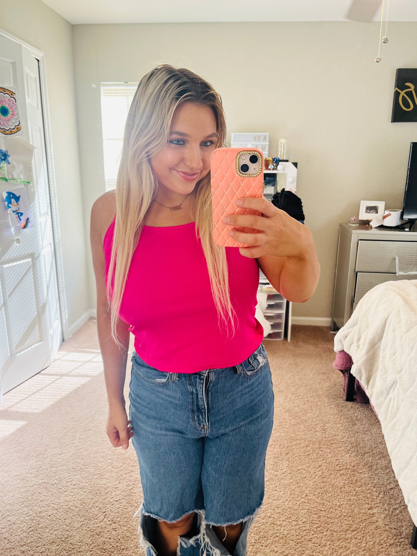 Shein hot pink tube top