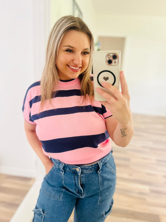 Sweater cropped short sleeve top