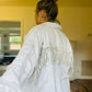 Fringe denim white jacket