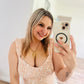 Beige floral crop tank top