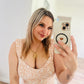 Beige floral crop tank top