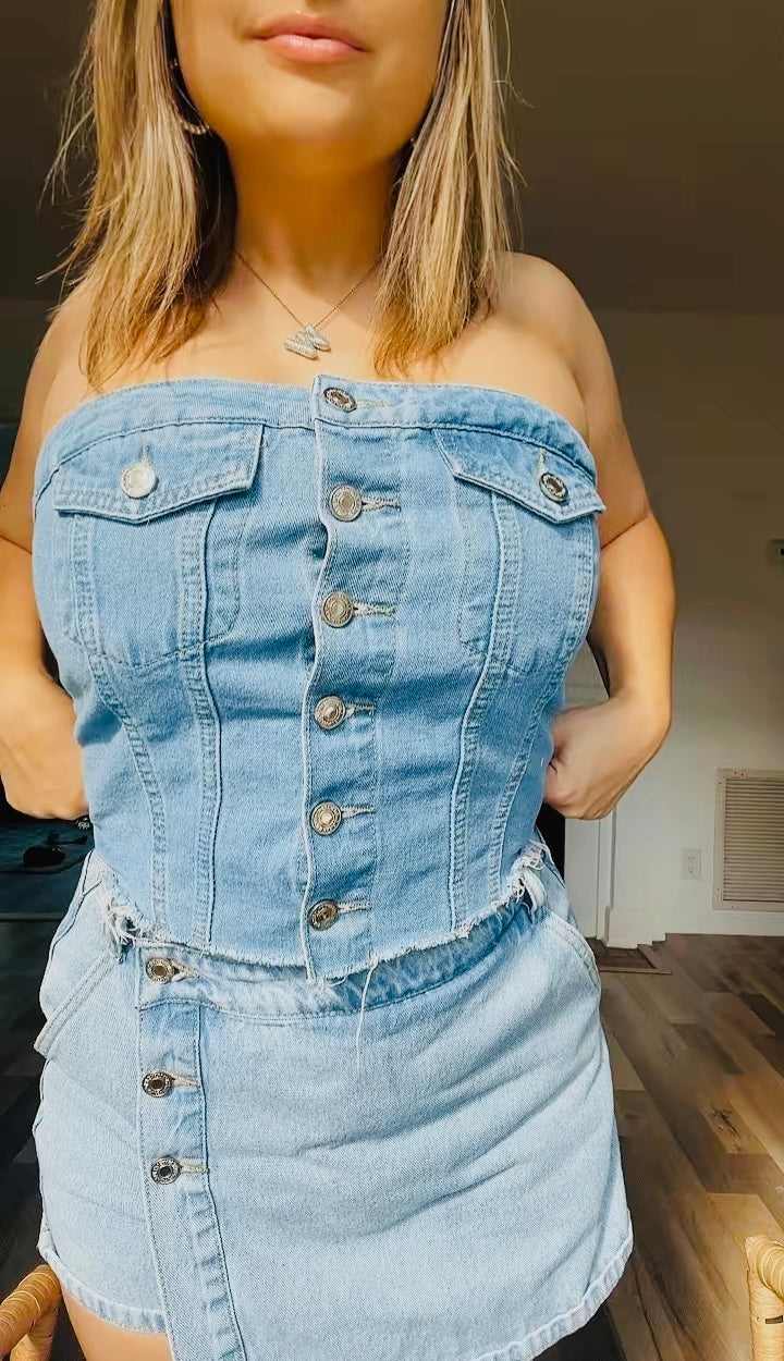 Denim tube top
