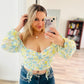 Floral long sleeve crop top