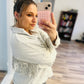 Fringe denim white jacket