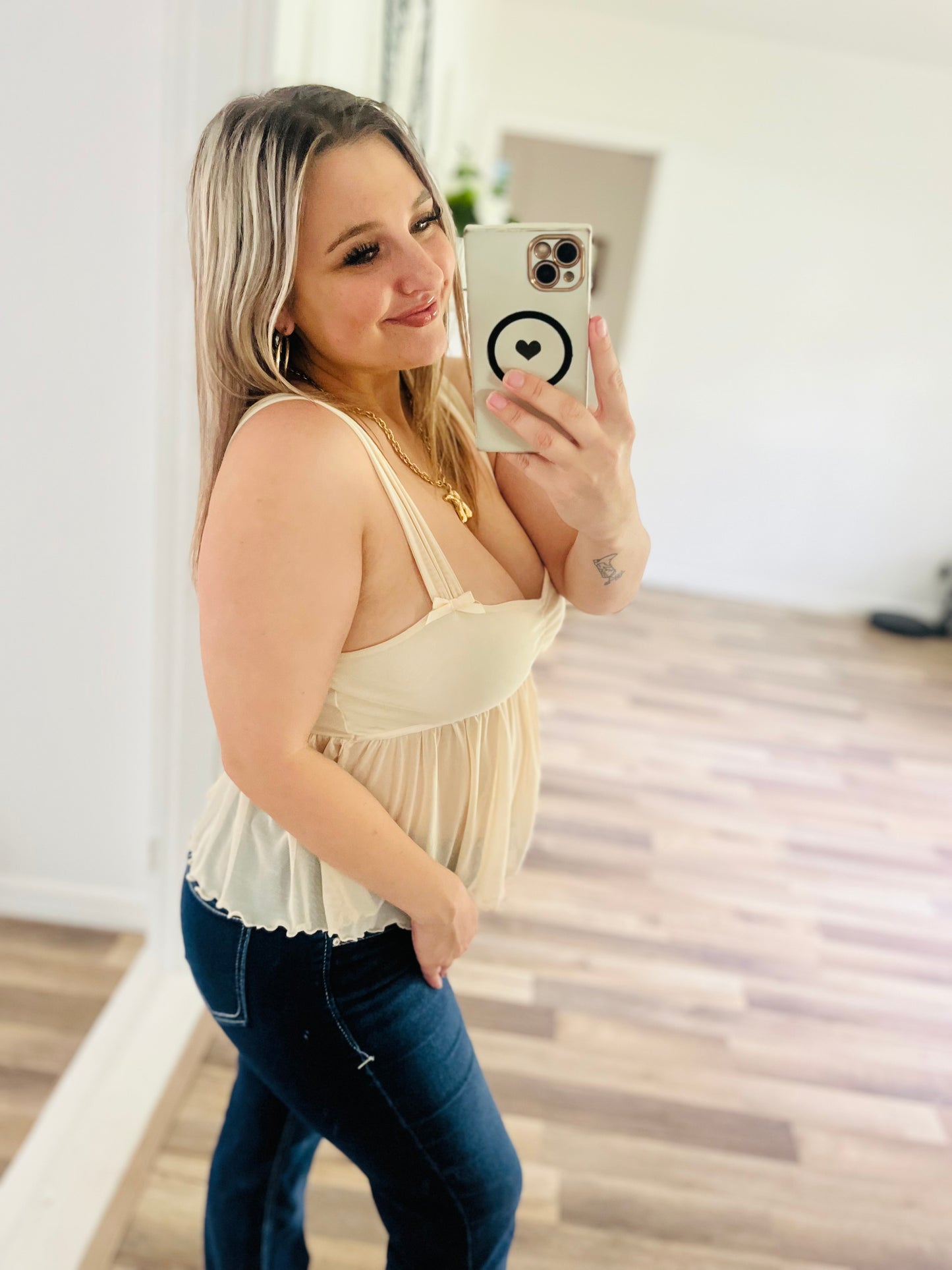 Derek heart sheer tank top