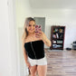 Denim zipper crop top