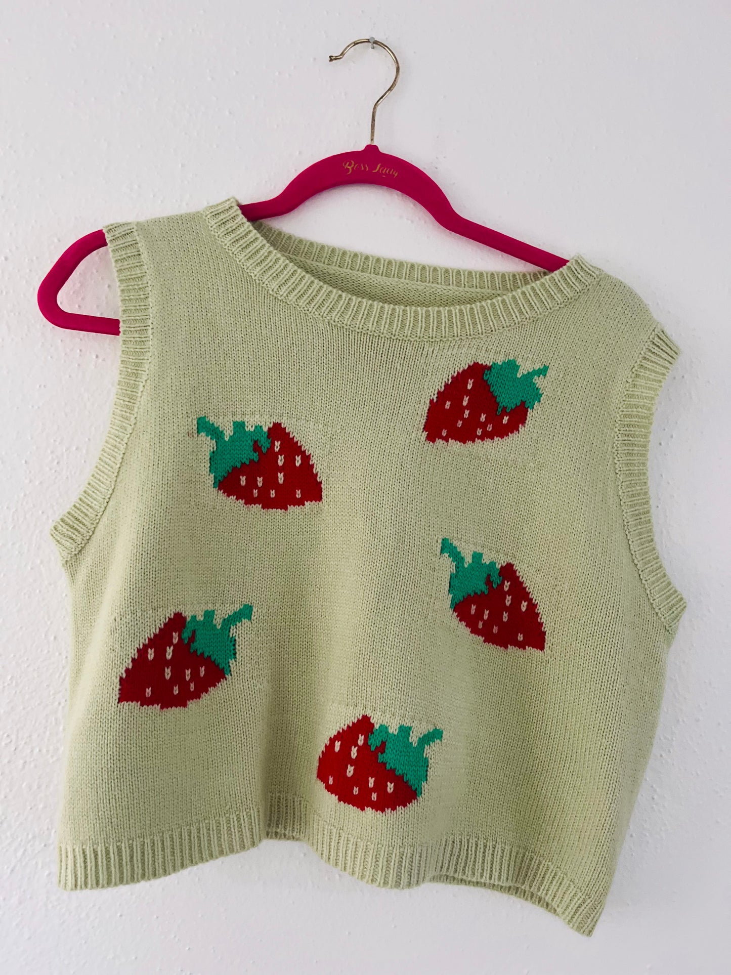 Strawberry print sweater vest