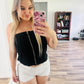 Denim zipper crop top