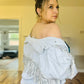 Fringe denim white jacket