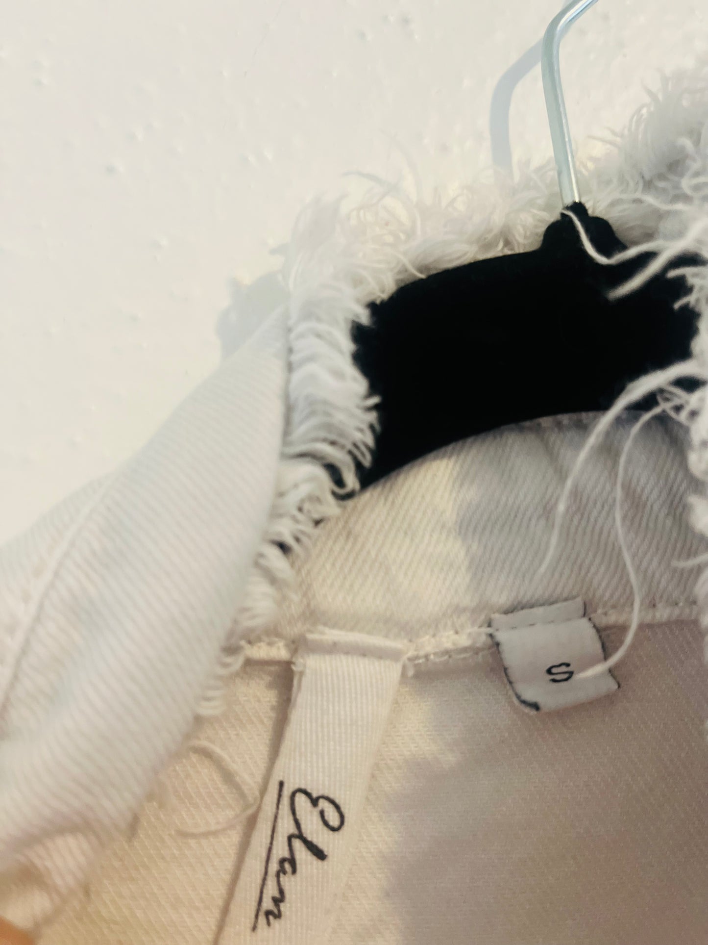 Fringe denim white jacket