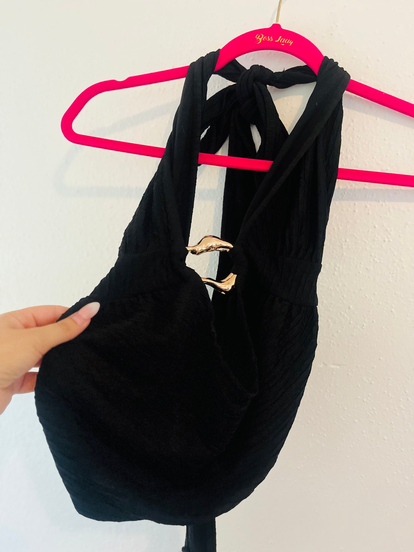 Black halter tank top