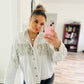 Fringe denim white jacket