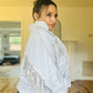 Fringe denim white jacket