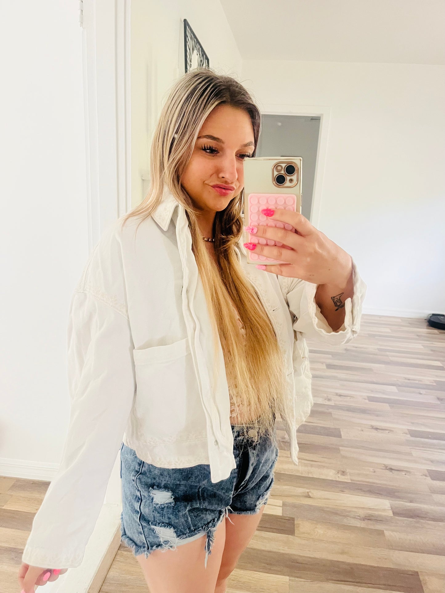 Zara white denim jacket
