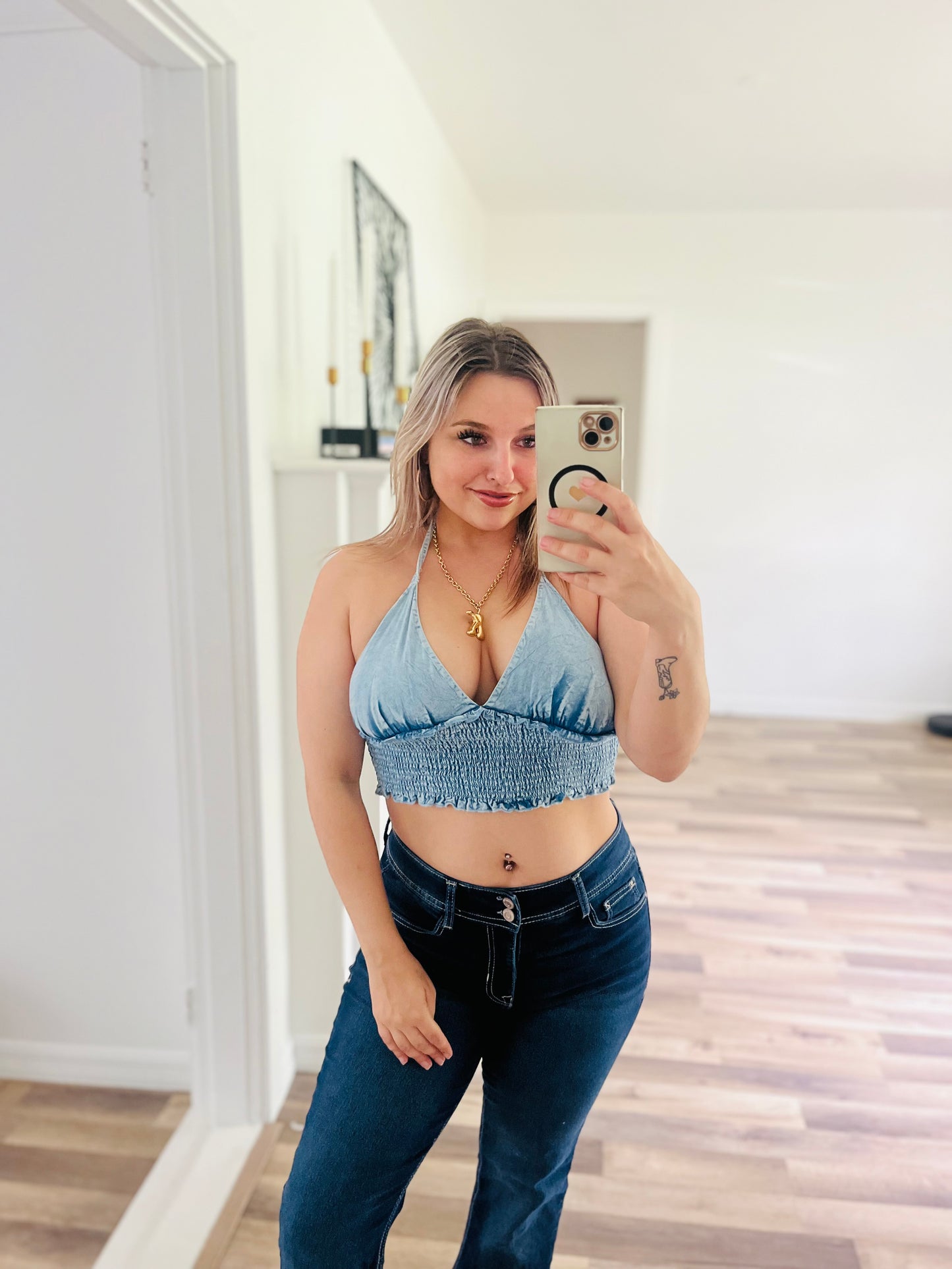 Denim halter top