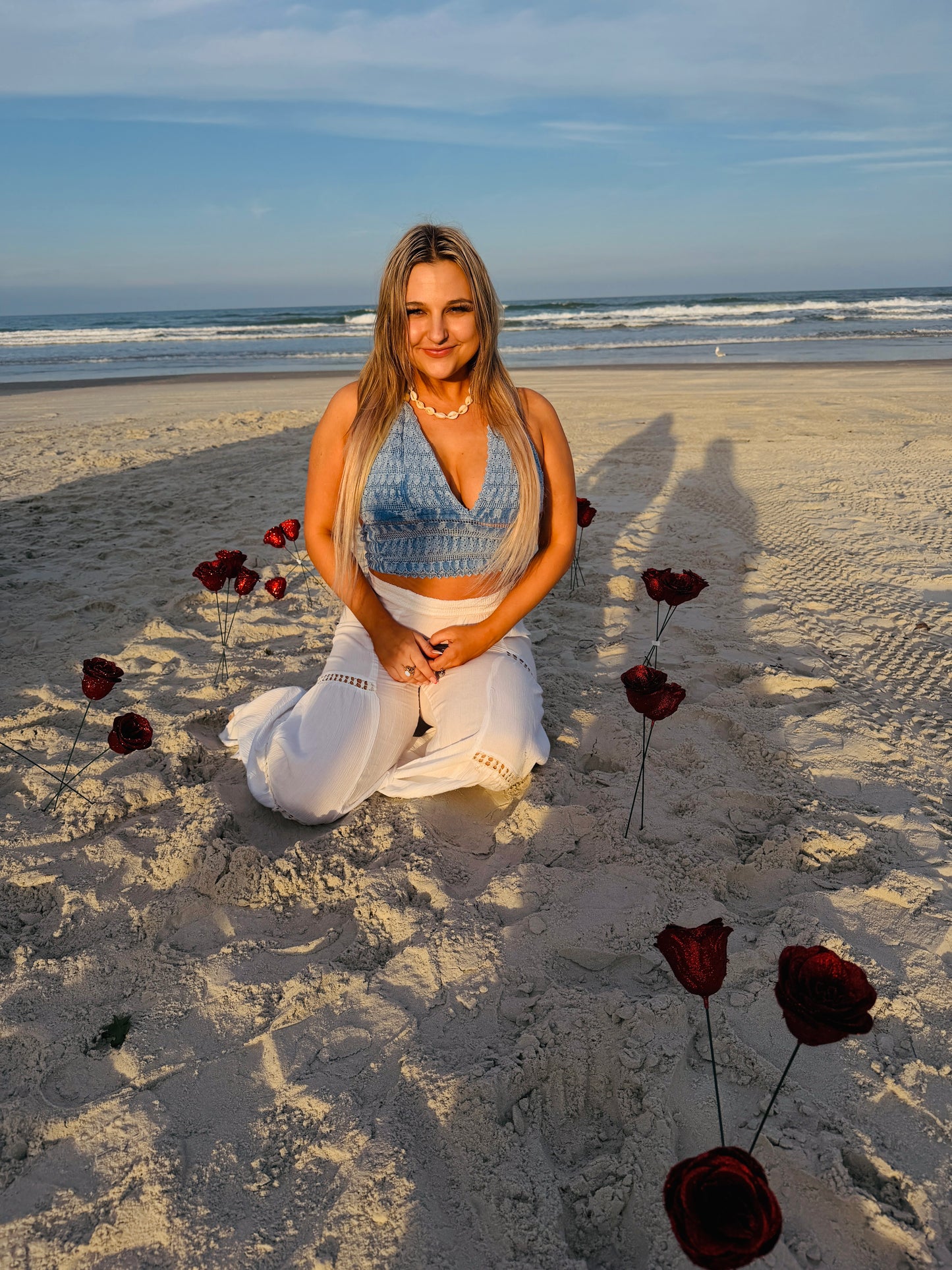 Blanco denim halter tank top