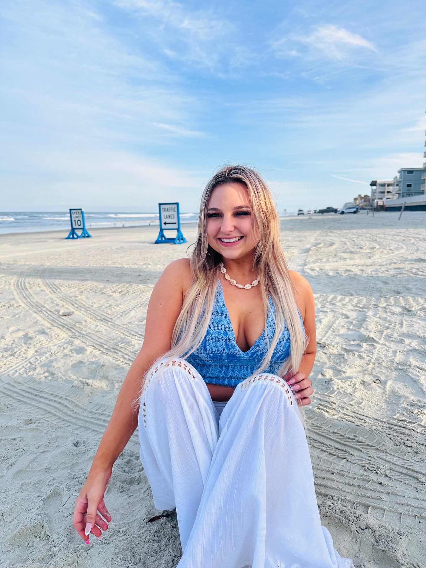 Blanco denim halter tank top