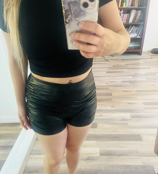 Leather shorts