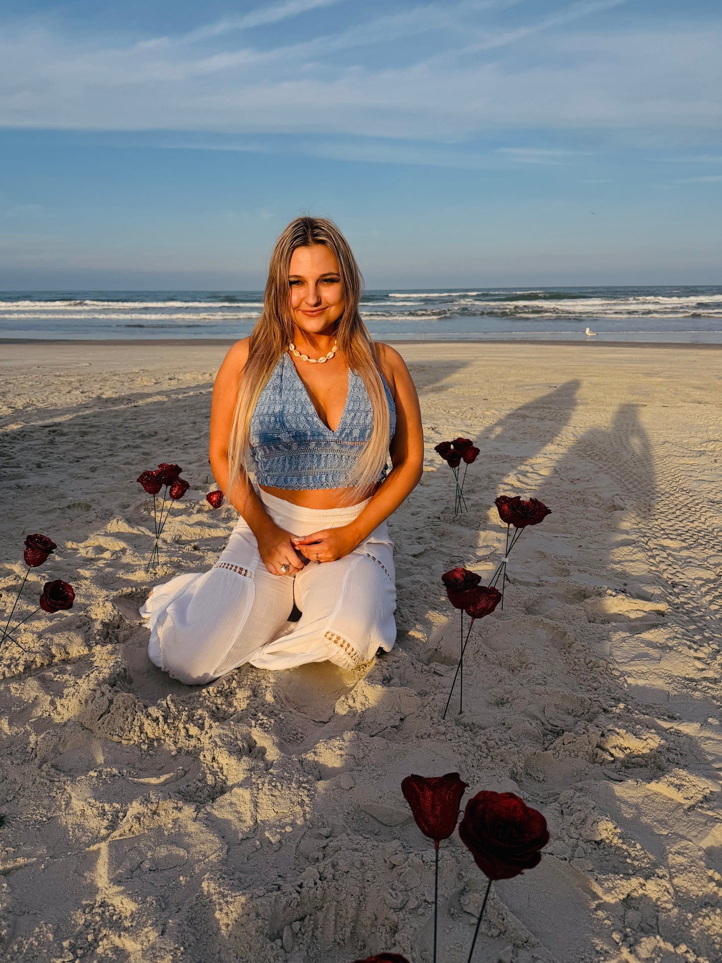 Blanco denim halter tank top