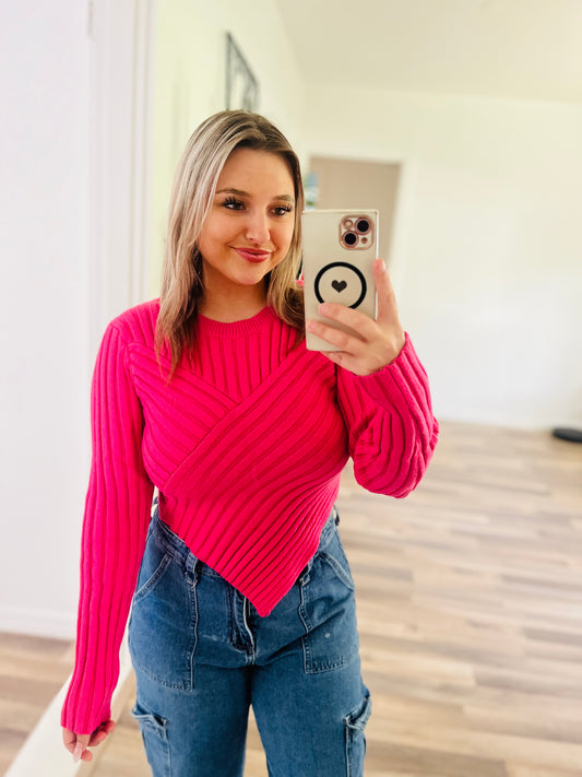 Lelis pink cropped sweater