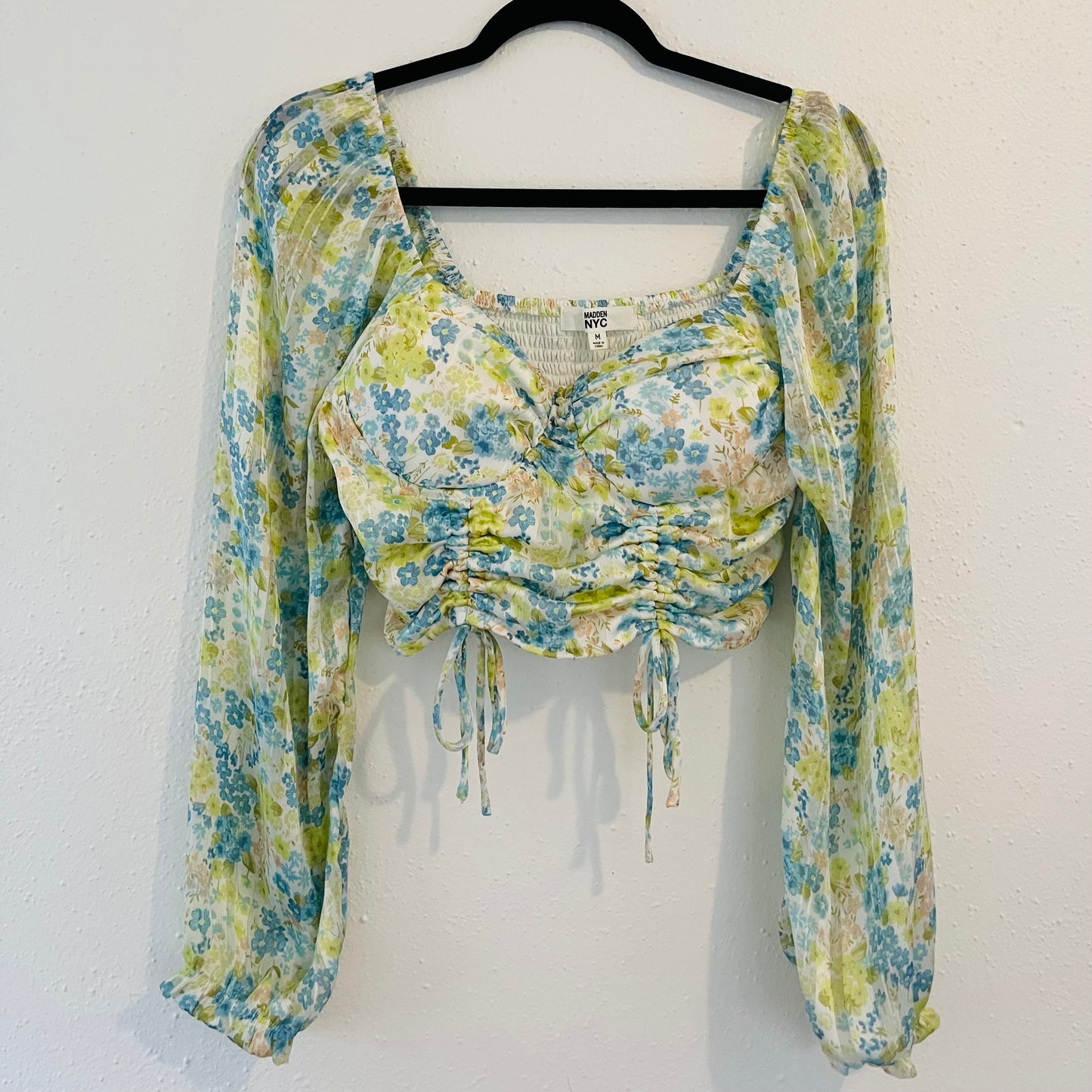 Floral long sleeve crop top