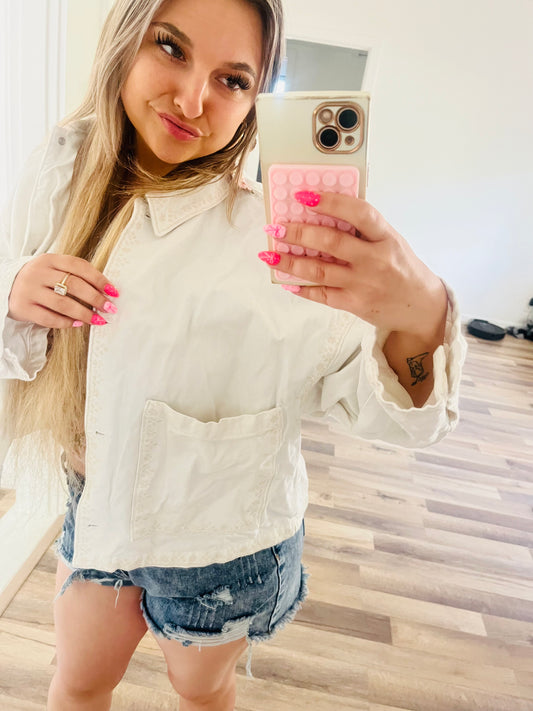 Zara white denim jacket