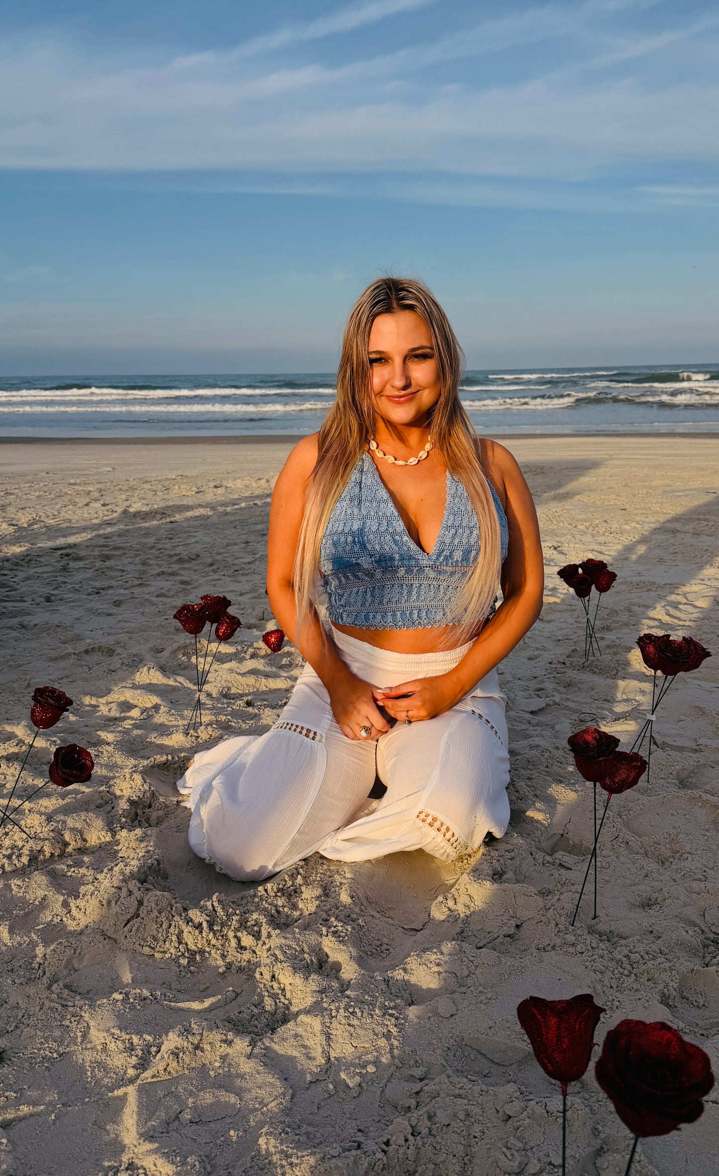 Blanco denim halter tank top