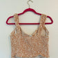 Beige floral crop tank top