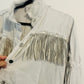 Fringe denim white jacket