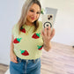 Strawberry print sweater vest