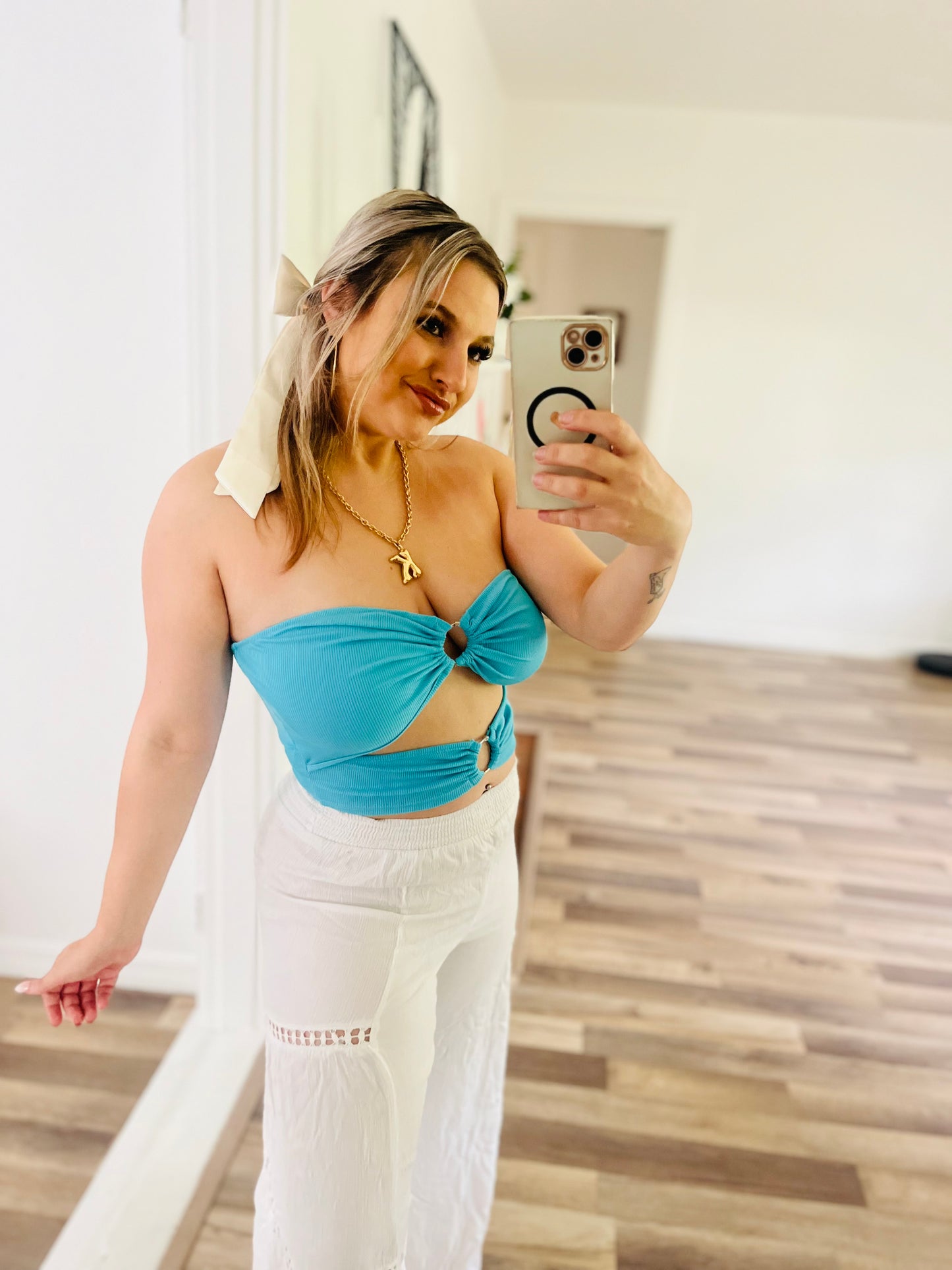 Shein blue tube top