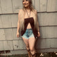 J for justify brown halter top