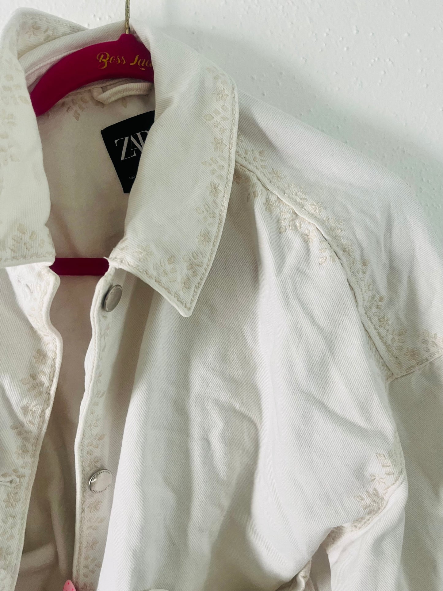 Zara white denim jacket