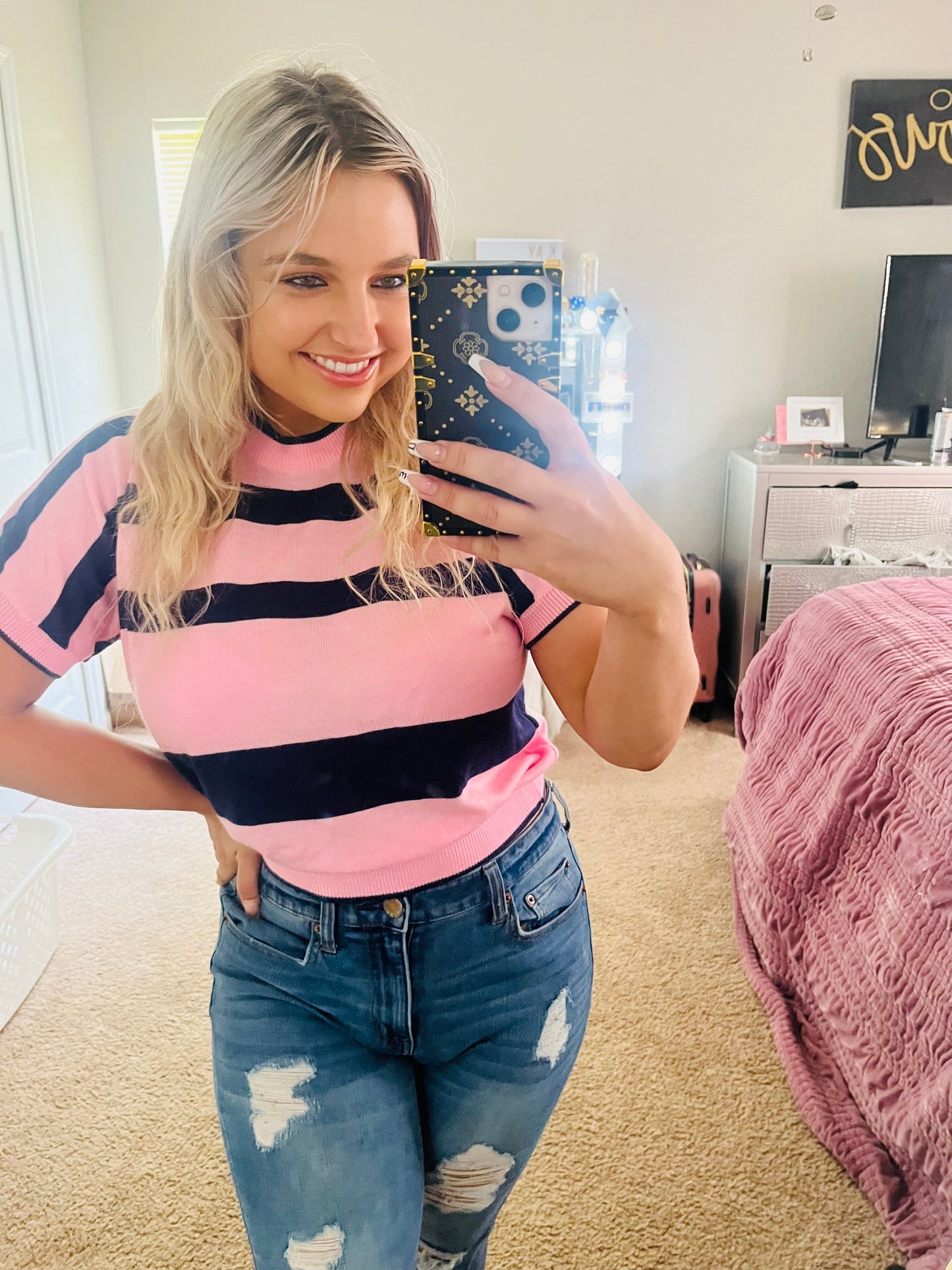 Sweater cropped short sleeve top
