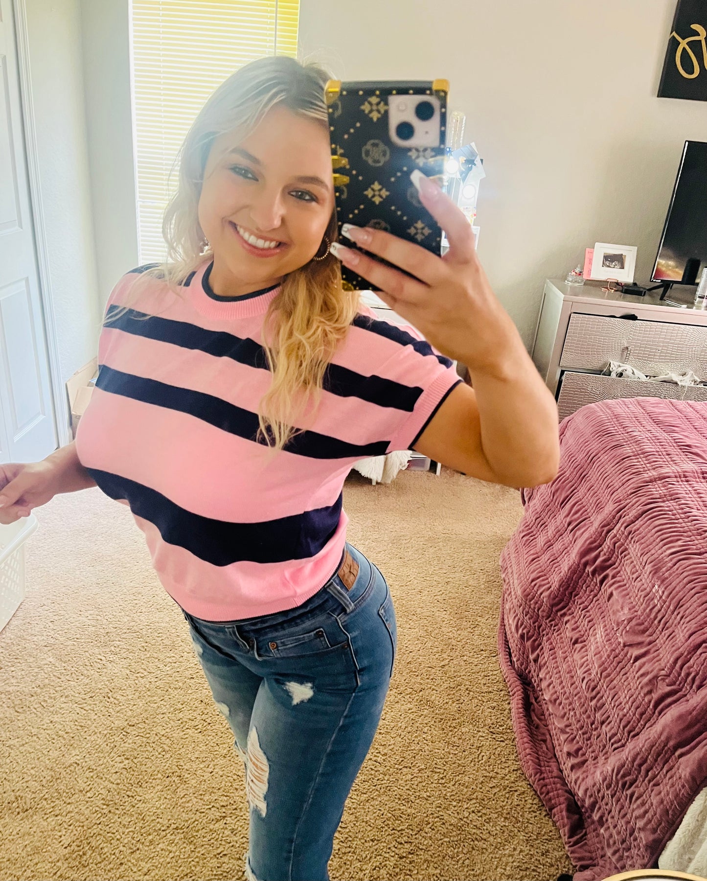 Sweater cropped short sleeve top
