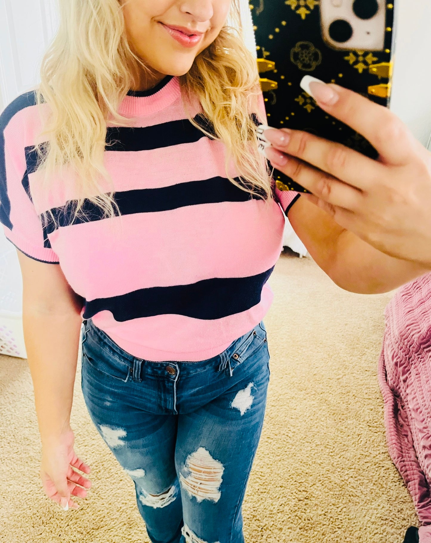 Sweater cropped short sleeve top