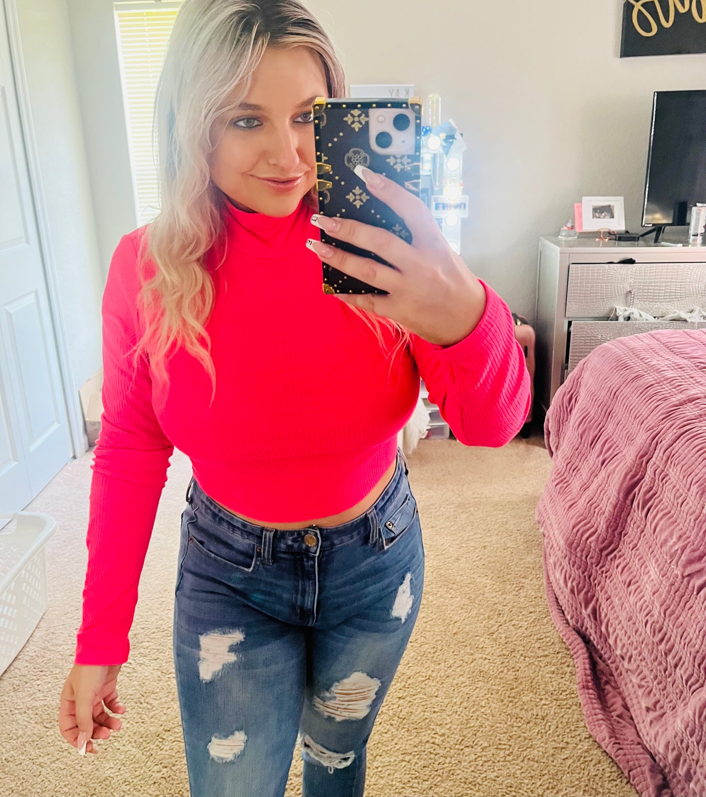 Divided pink crop top