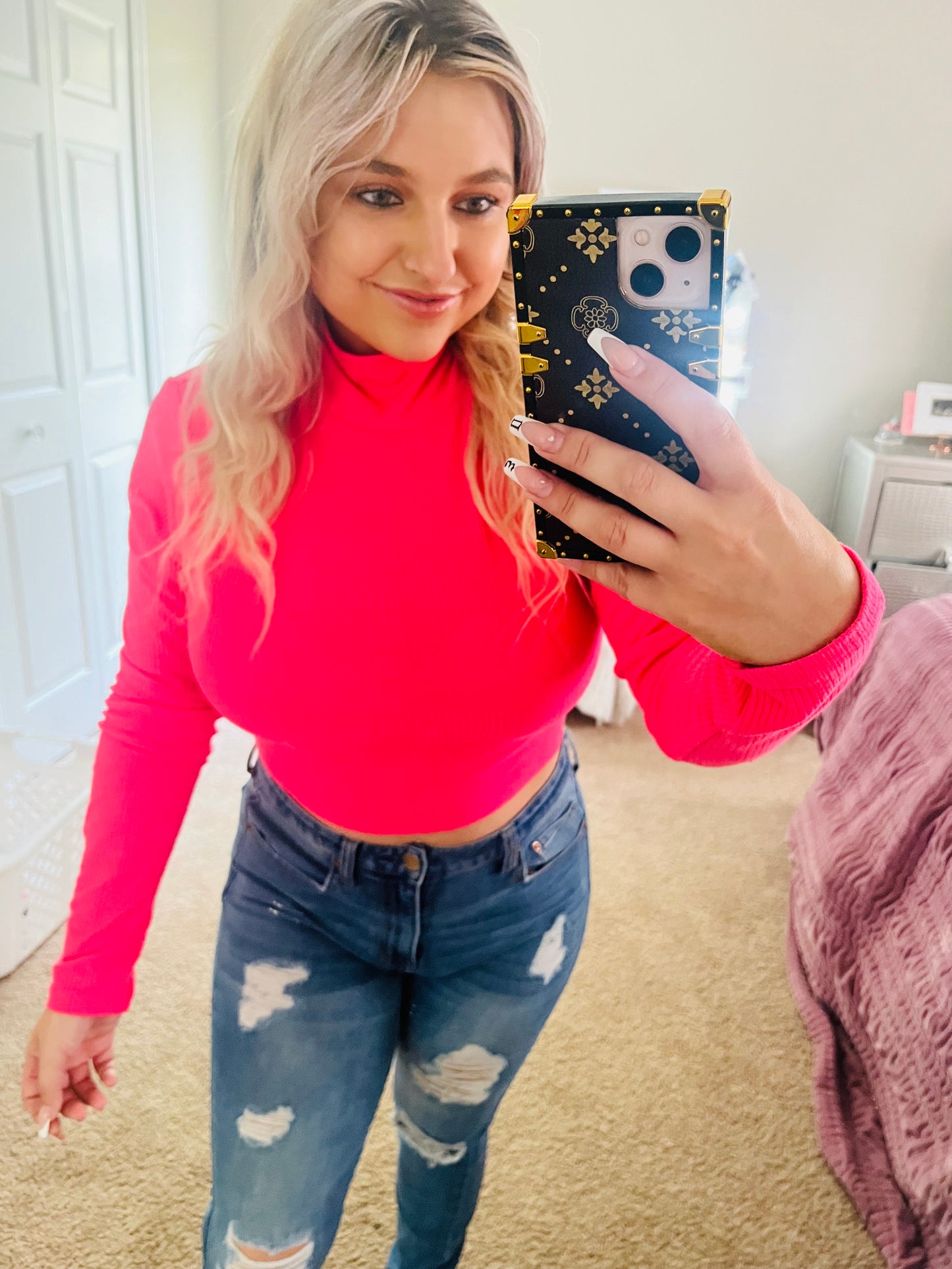 Divided pink crop top