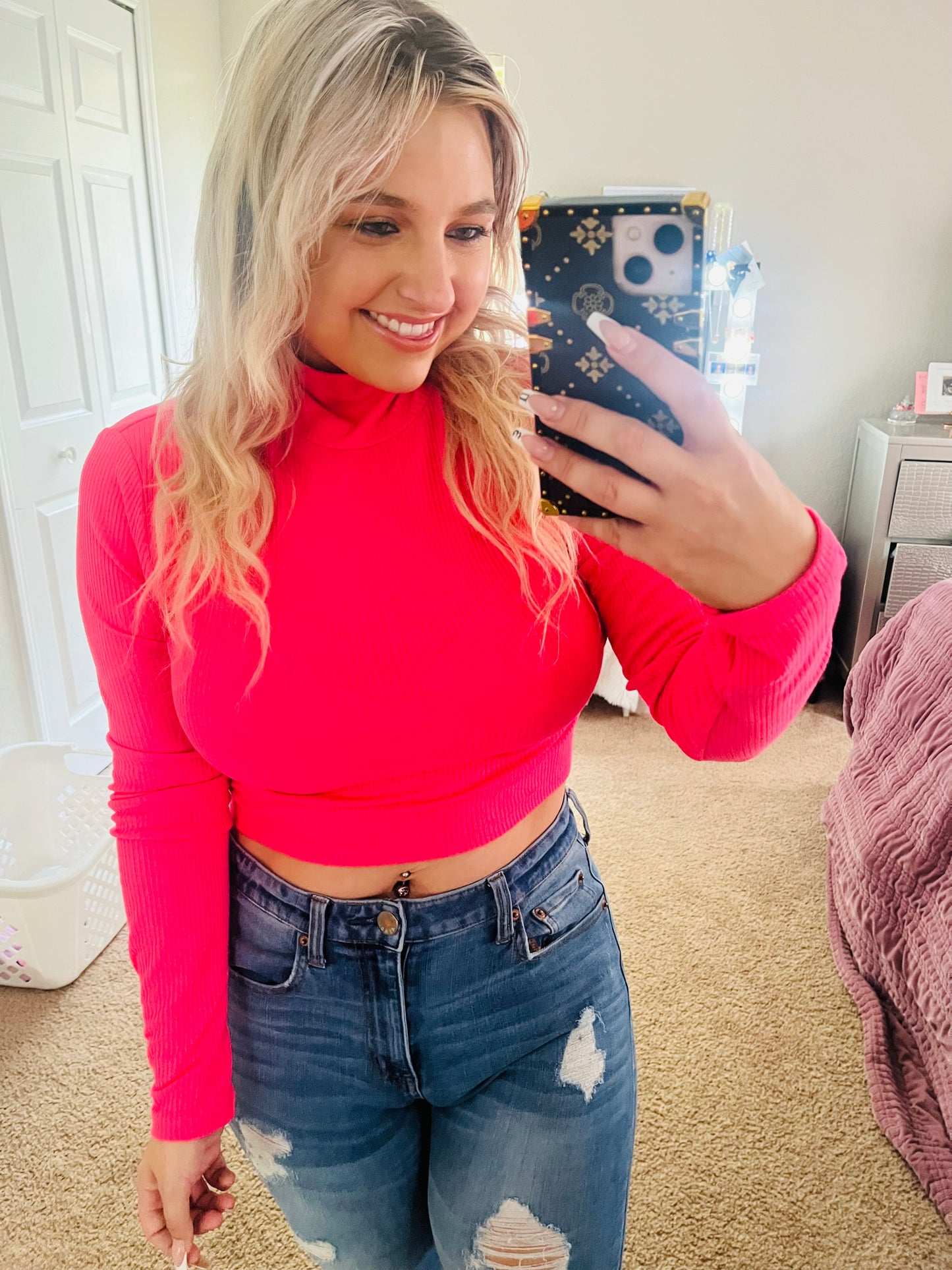Divided pink crop top