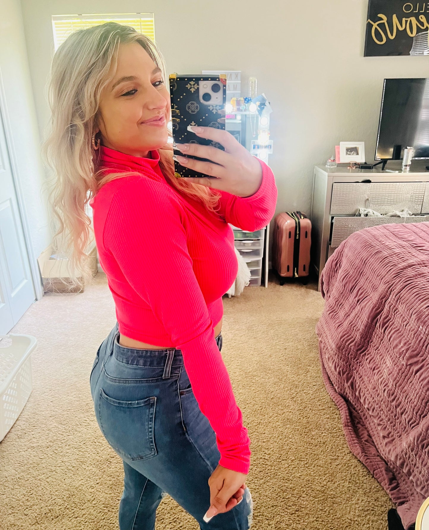 Divided pink crop top