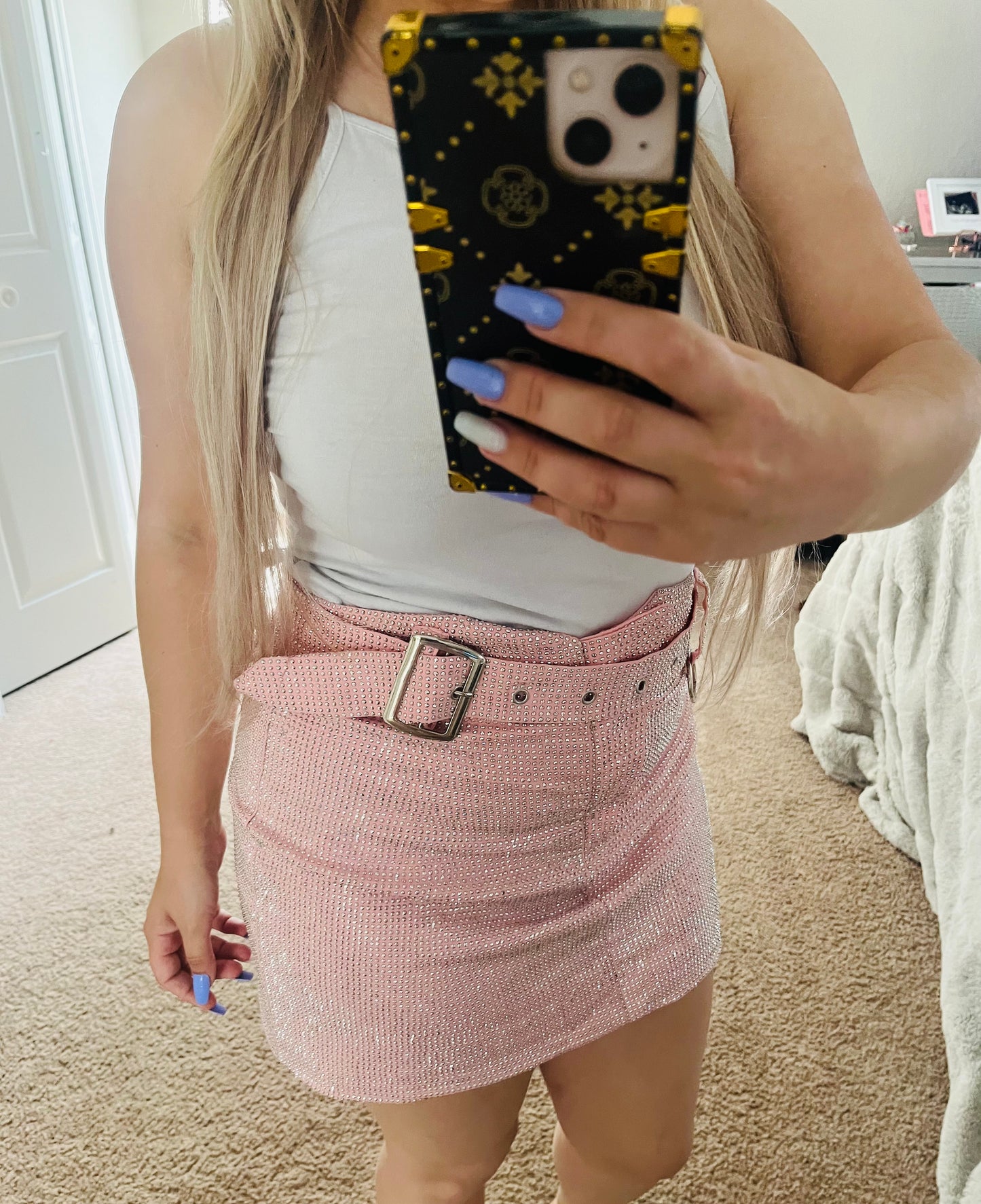 Pink sequin skirt