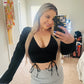 Divided crop black top