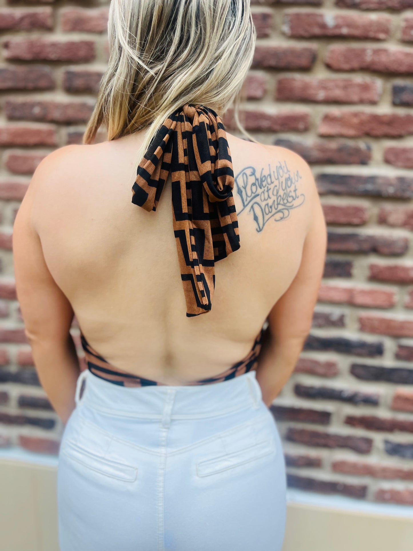 Kayla’s halter bodysuit